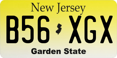 NJ license plate B56XGX