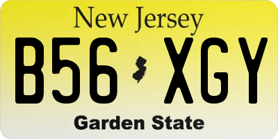 NJ license plate B56XGY
