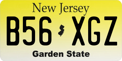 NJ license plate B56XGZ