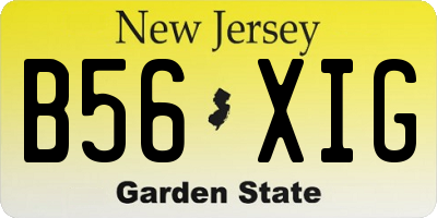 NJ license plate B56XIG