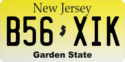 NJ license plate B56XIK