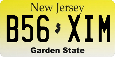 NJ license plate B56XIM