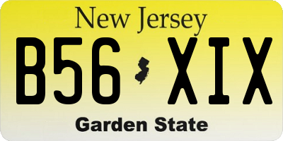 NJ license plate B56XIX
