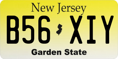 NJ license plate B56XIY