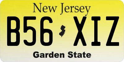 NJ license plate B56XIZ