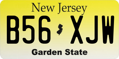 NJ license plate B56XJW