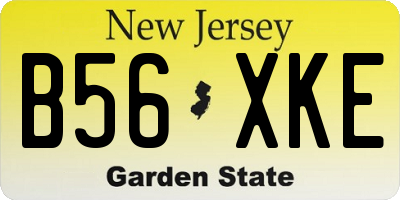 NJ license plate B56XKE