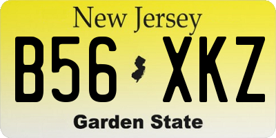 NJ license plate B56XKZ