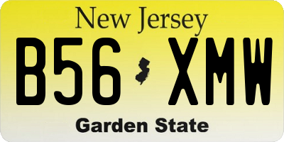 NJ license plate B56XMW