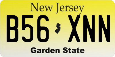 NJ license plate B56XNN