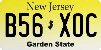 NJ license plate B56XOC