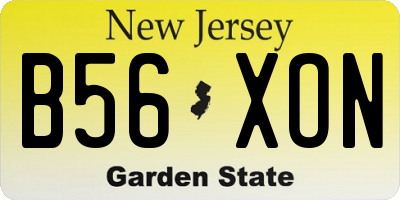 NJ license plate B56XON