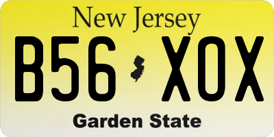 NJ license plate B56XOX