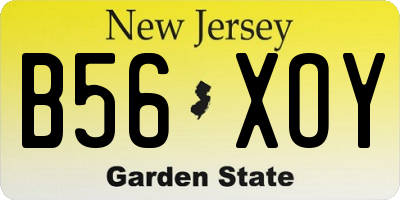 NJ license plate B56XOY