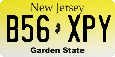 NJ license plate B56XPY