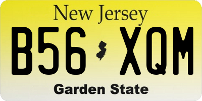 NJ license plate B56XQM