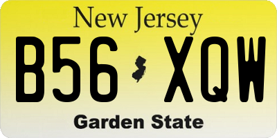 NJ license plate B56XQW