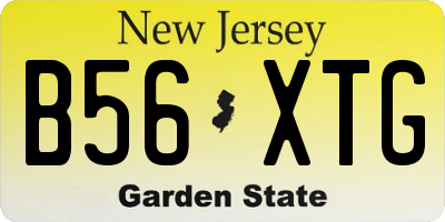 NJ license plate B56XTG