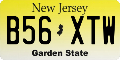 NJ license plate B56XTW