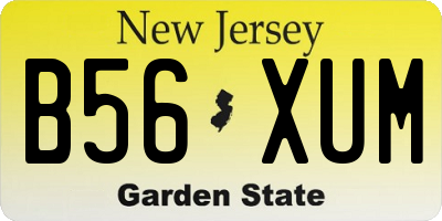 NJ license plate B56XUM