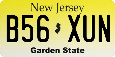 NJ license plate B56XUN