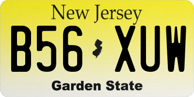 NJ license plate B56XUW