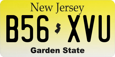 NJ license plate B56XVU