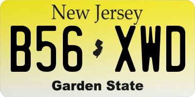 NJ license plate B56XWD