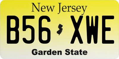 NJ license plate B56XWE