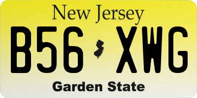 NJ license plate B56XWG