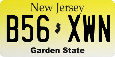 NJ license plate B56XWN
