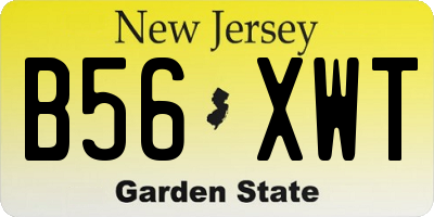 NJ license plate B56XWT