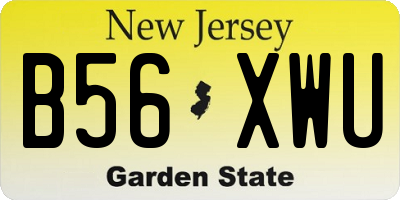 NJ license plate B56XWU