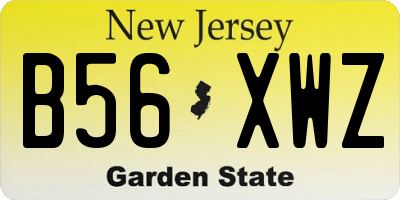 NJ license plate B56XWZ