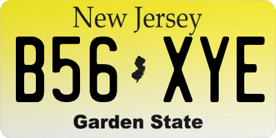 NJ license plate B56XYE
