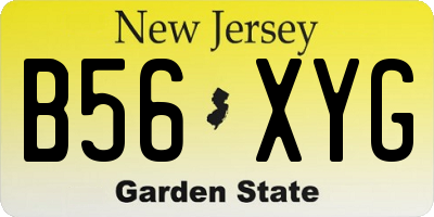 NJ license plate B56XYG
