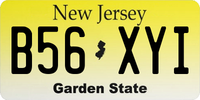 NJ license plate B56XYI