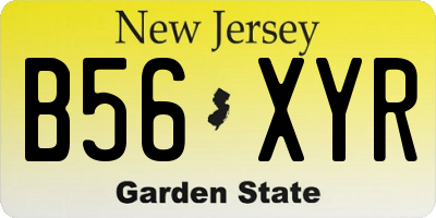 NJ license plate B56XYR