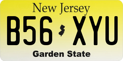NJ license plate B56XYU