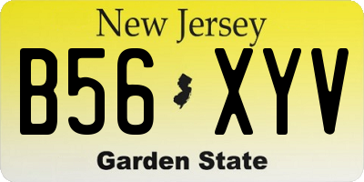 NJ license plate B56XYV