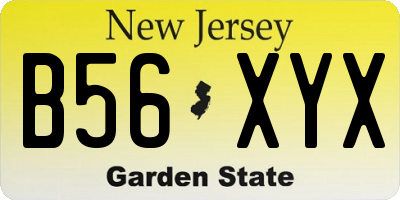 NJ license plate B56XYX