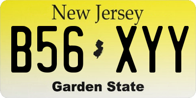 NJ license plate B56XYY
