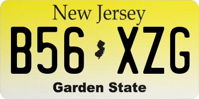 NJ license plate B56XZG