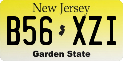 NJ license plate B56XZI