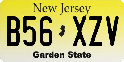 NJ license plate B56XZV
