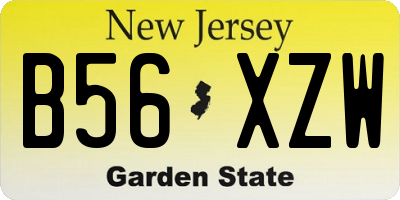 NJ license plate B56XZW
