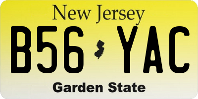 NJ license plate B56YAC
