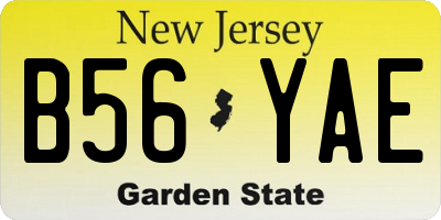 NJ license plate B56YAE