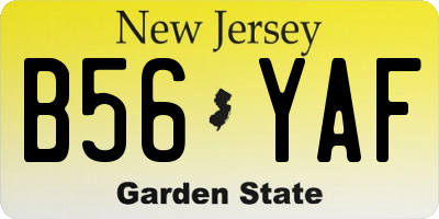 NJ license plate B56YAF