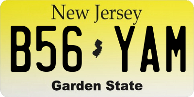 NJ license plate B56YAM